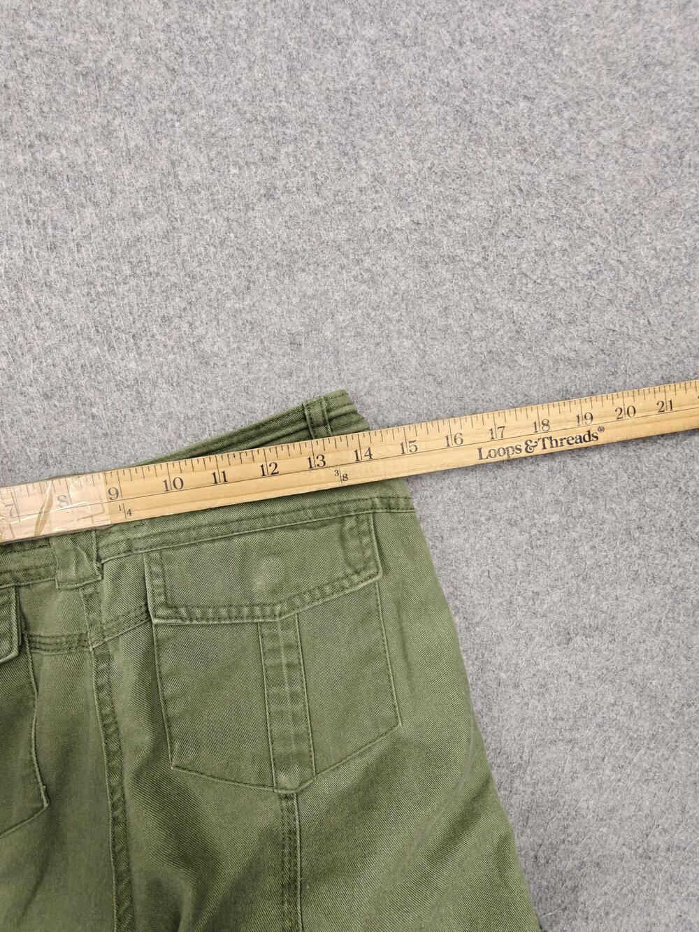 Brandy Melville Cargo Pants Womens One Size Green Twill Adjustable Waist Utility - Picture 7 of 11
